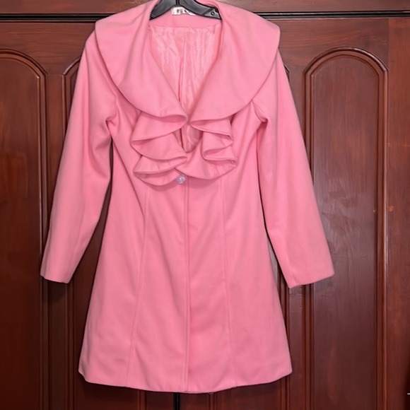 OZGZ Jackets & Blazers - OZGZ Barbie Pink  Stylish Deep V Neck  Ruffle Flower Button Closure Size Large